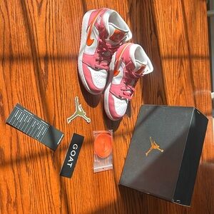 Air Jordan 1 Mid (GS): Pinksicle/Safety Orange-White Glacé Rose/Orange Securite